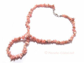 Collier en rhodochrosite rose 