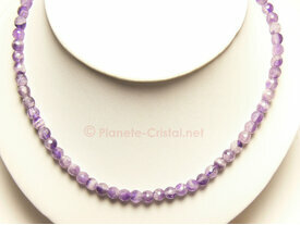 Ras de cou amethyste billes facettees