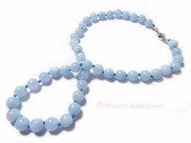 Collier Aigue Marine bleue billes