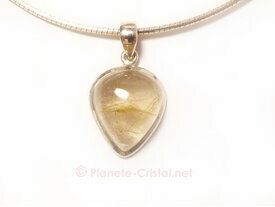 Pendentif quartz rutile cabochon ovale