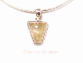 Pendentif quartz rutile cabochon forme libre