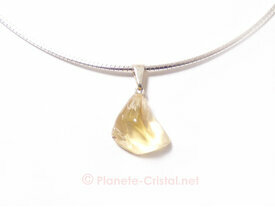 Pendentif citrine jaune non chauffée
