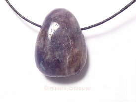 Pendentif pierre trouée en Iolite
