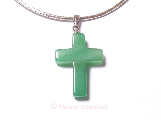 Pendentif petite croix aventurine bélière