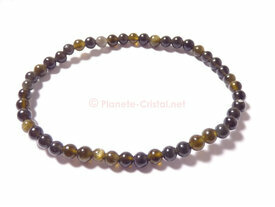 Bracelet fin obsidienne doree 