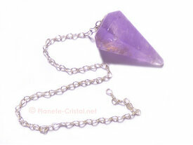 Pendule pierre amethyste taillée