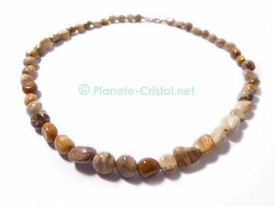Collier fin jaspe paysage pierres veritables