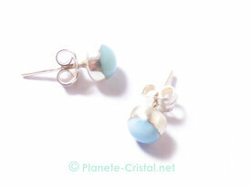 Puces d oreilles Larimar sur Argent 925