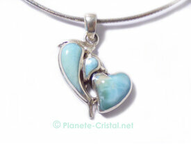 Pendentif dauphin pierre larimar bleu