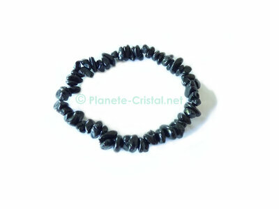 Bracelet pierre noire polie spinelle grains