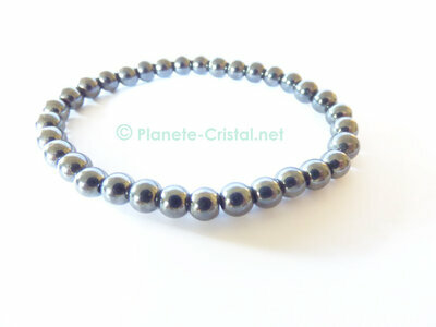 Bracelet fin hematite pierres noires