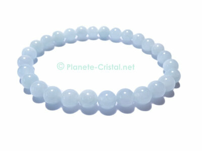 Bracelet bryl bleu aigue-marine naturelle en billes boules rondes