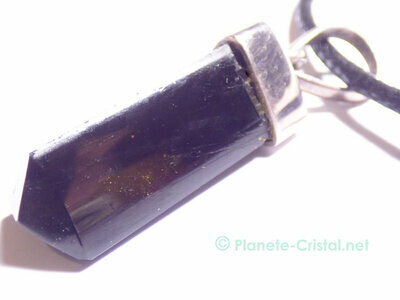 Bijou tourmaline brune-marron serti par virole et blire en argent massif