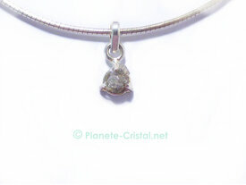 Pendentif diamant pierre brute argent 925 