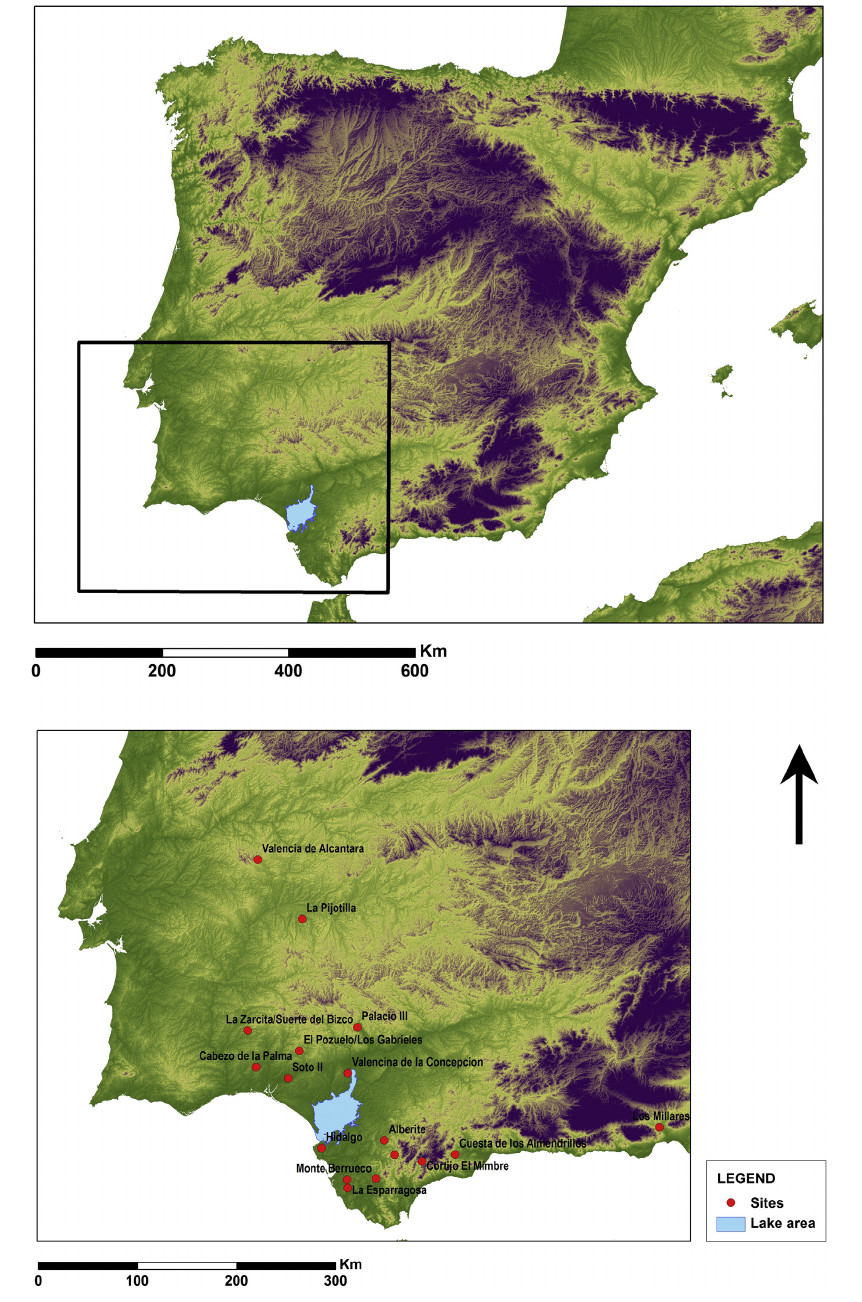 Carte de l'Espagne et localisation du site archéologique